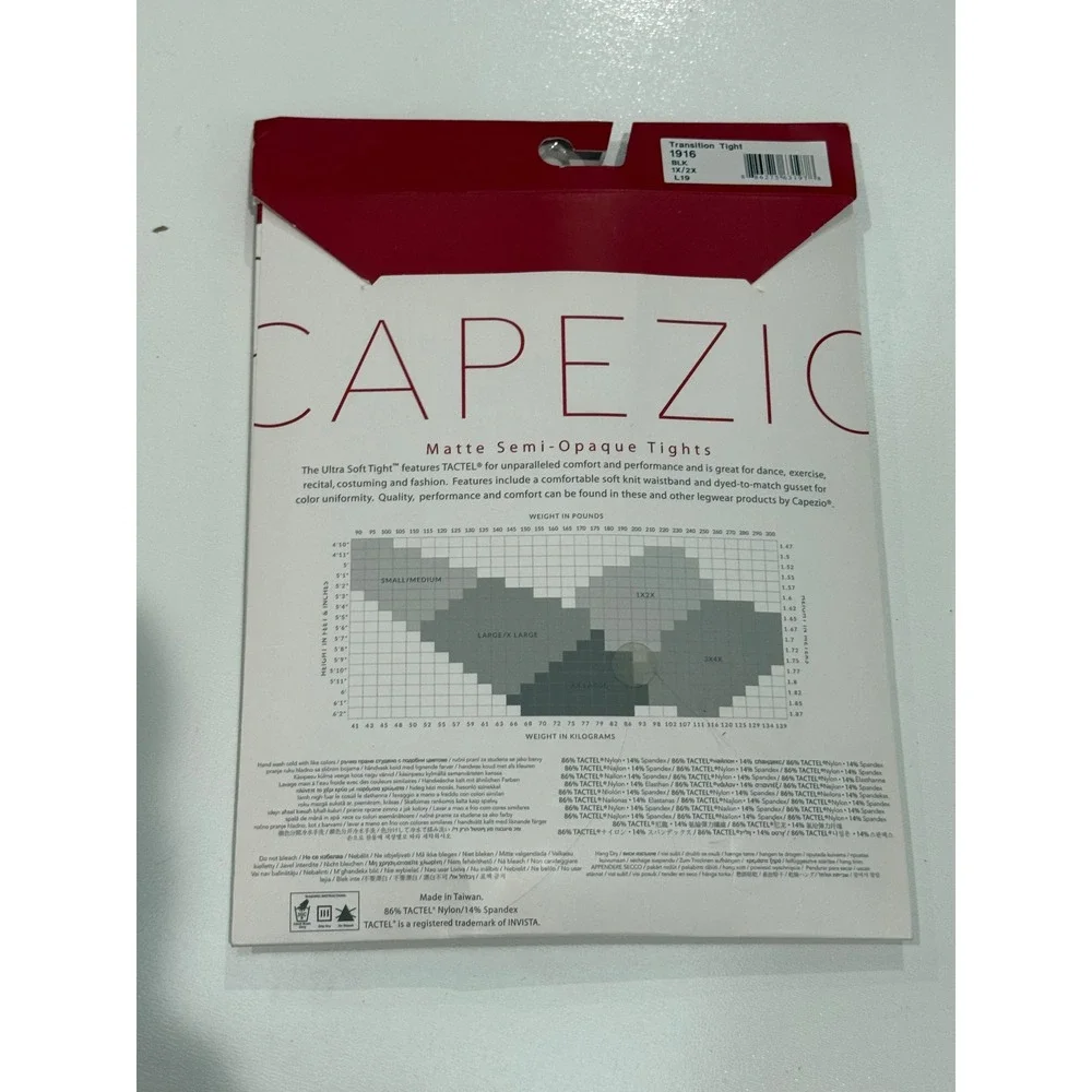 Capezio 1916 Ultra Soft Transition Tights Black Matte Semi-Opaque Size 1X/2X NIP